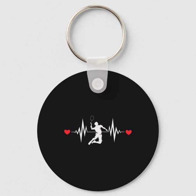 Porte-clés Badminton Lovers Heartbeat (Recto)