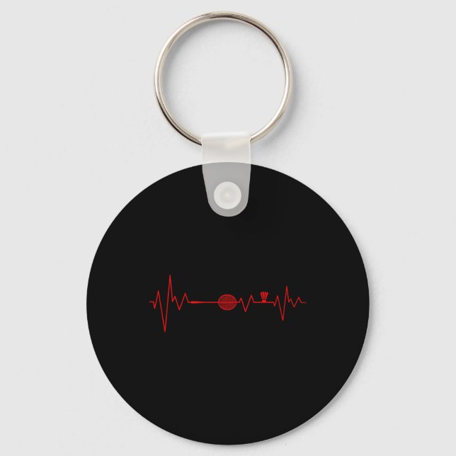 Porte-clés Badminton Player Heartbeat Racket Shuttle Sports (Recto)