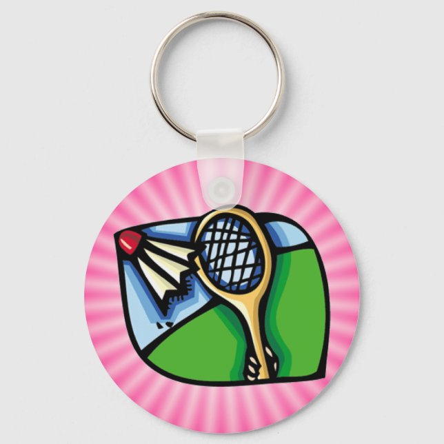 Porte-clés Badminton rose (Recto)