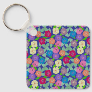 Porte-clés Bague à clé à fleur de géranium