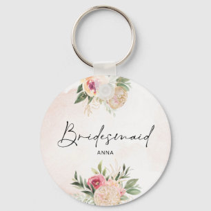 Porte-clés Bague à clé Bridesmaid Peony et Gold Foil Bloom