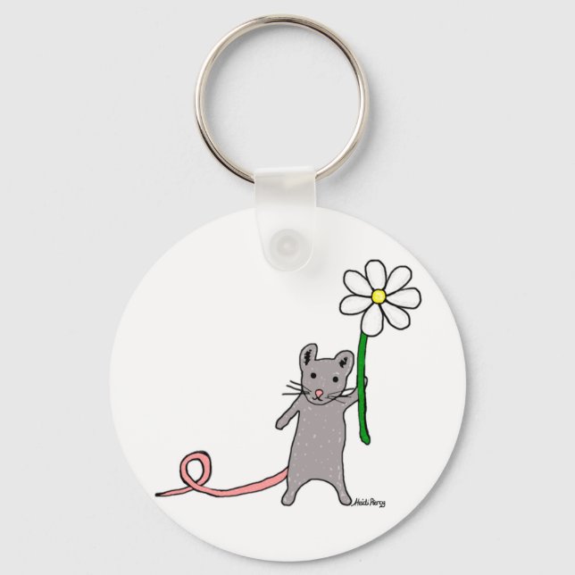 Porte-clés Bague À Clé De Souris Et D'Art Fleur (Recto)