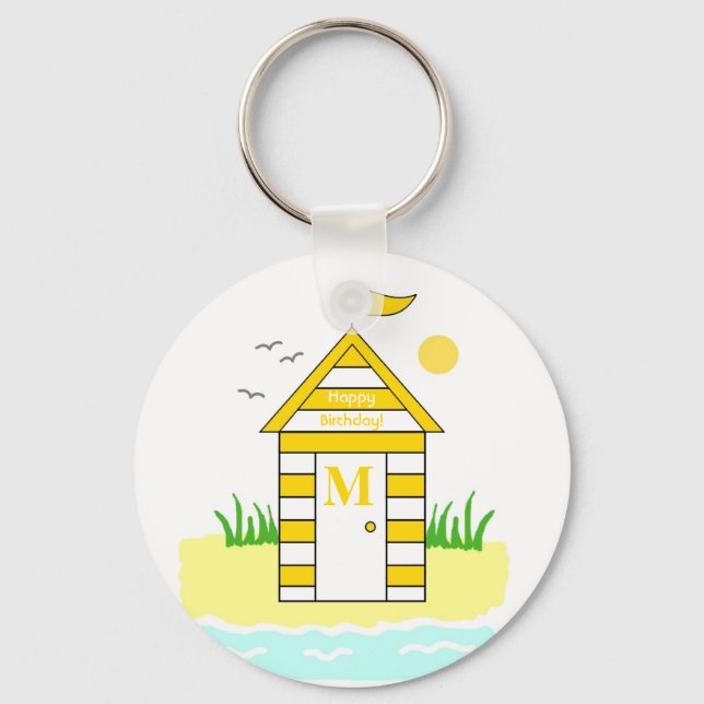 Porte-clés Bague à clé jaune hut Beach (Recto)