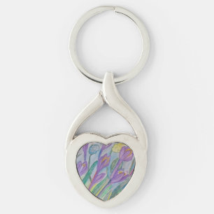 Porte-clés Bague à clé métallique de crocus de printemps Abst