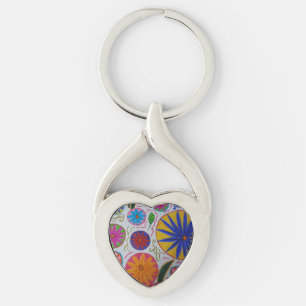 Porte-clés Bague à clé métallique florale moderne
