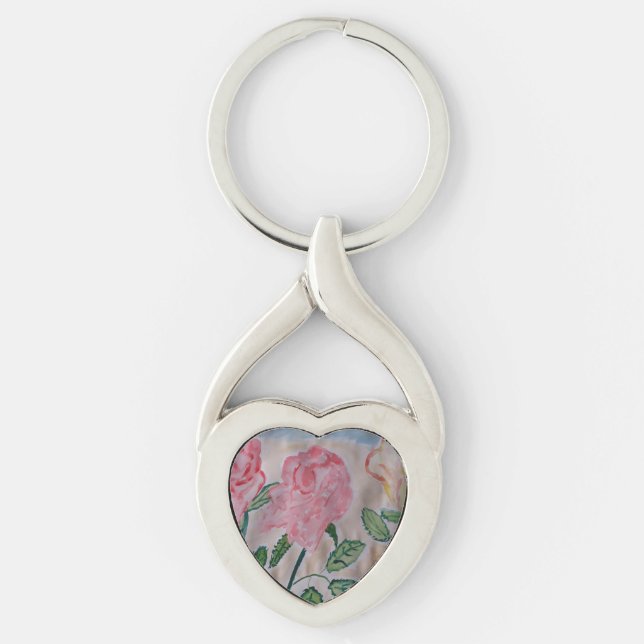 Porte-clés Bague à clé métallique Rose d'été Abstraite (Devant)