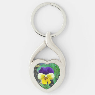 Porte-clés Bague à clé métallique violet et jaune