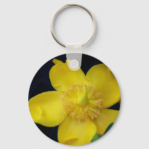 Porte-clés Bague à clé photo à fleurs jaunes