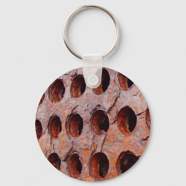 Porte-clés Bague de clé métallique perforée rouillée (Recto)