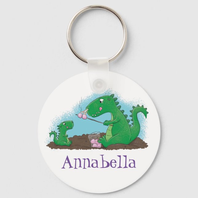 Porte-clés Baguettes mignonnes grillant des marshmallows dess (Recto)