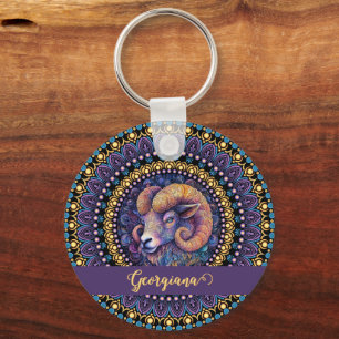 Porte-clés Baies Whimsical personnalisées Zodiac Dot Mandala