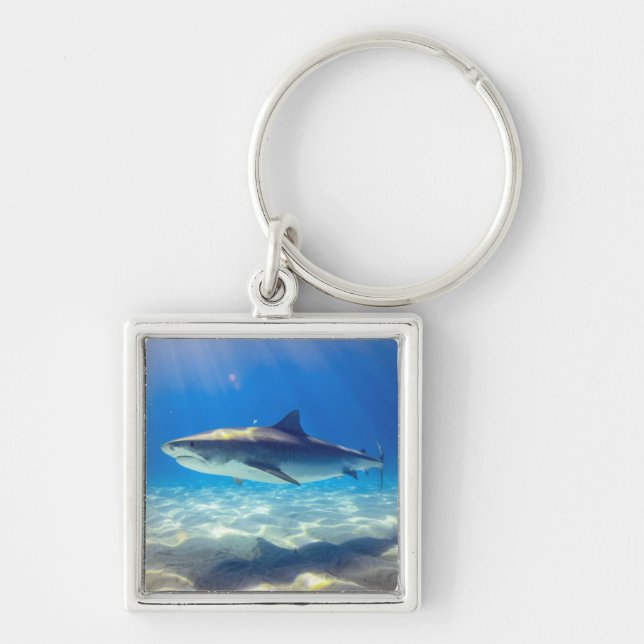 Porte-clés Baignade de requins Eau bleu de l'océan (Devant)