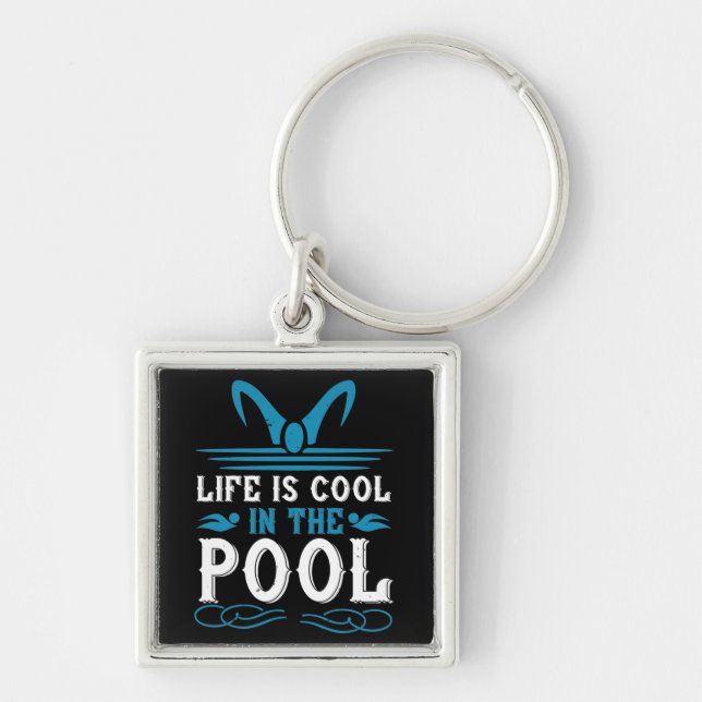 Porte-clés Baignade - La vie est cool dans la piscine (Devant)