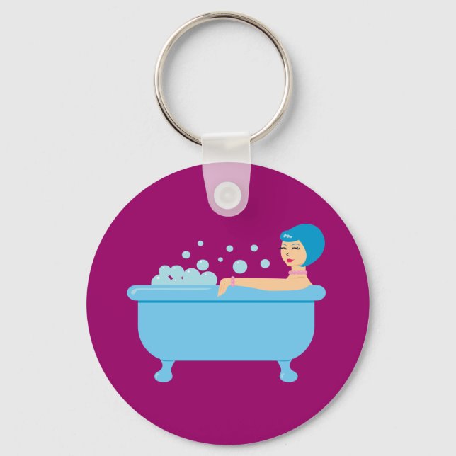 Porte-clés Baignoire de bulle rétro fille (Recto)
