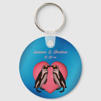 Porte-clés Baiser des pingouins mignon Mariage personnalisé