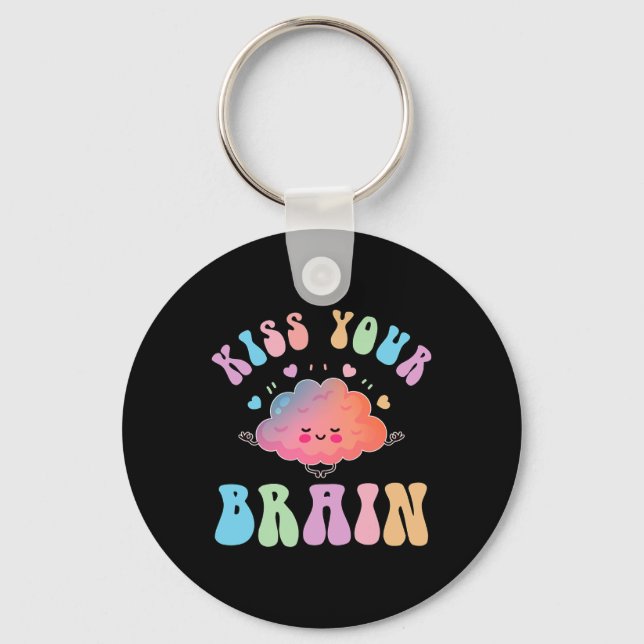 Porte-clés Baiser votre cerveau Retro Sensibilisation sur l'a (Recto)