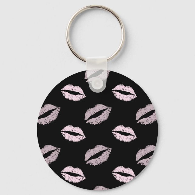 Porte-clés Baisers Rose Argenté (Recto)