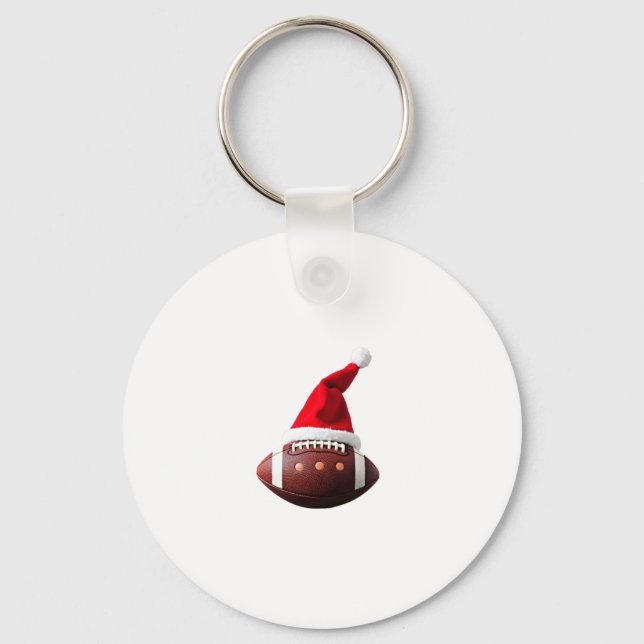 Porte-clés Bal de football américain de Noël Santa Hat (3) (Recto)
