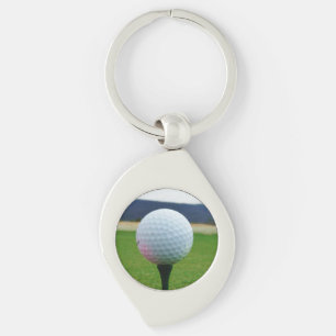 Porte-clés Bal de golf blanc sur un terrain de golf de montag