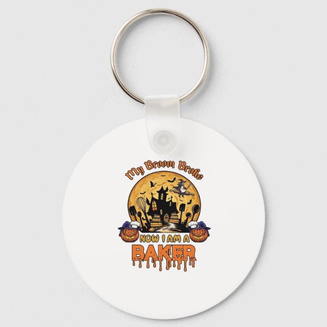 Porte-clés Balai Brisé Pâtissier Halloween Sorcière Chef Citr (Recto)