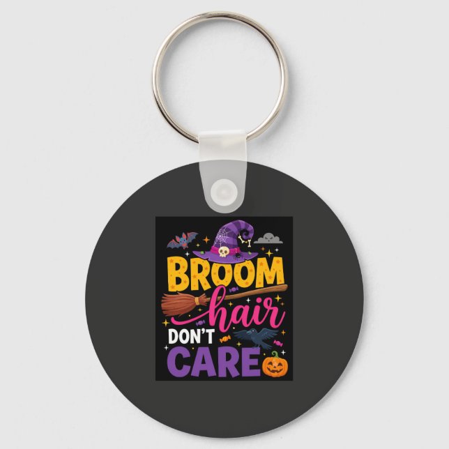 Porte-clés Balai d'Halloween Citation de Sorcière Cheveux N'i (Recto)