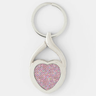 Porte-clés Balances de poissons de sirène rose Holographique