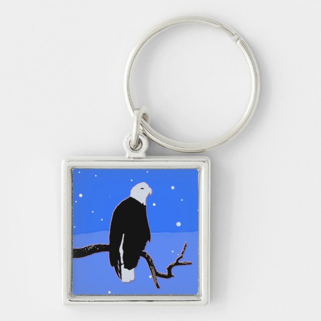 Porte-clés Bald Eagle en hiver - Art original de la faune (Devant)