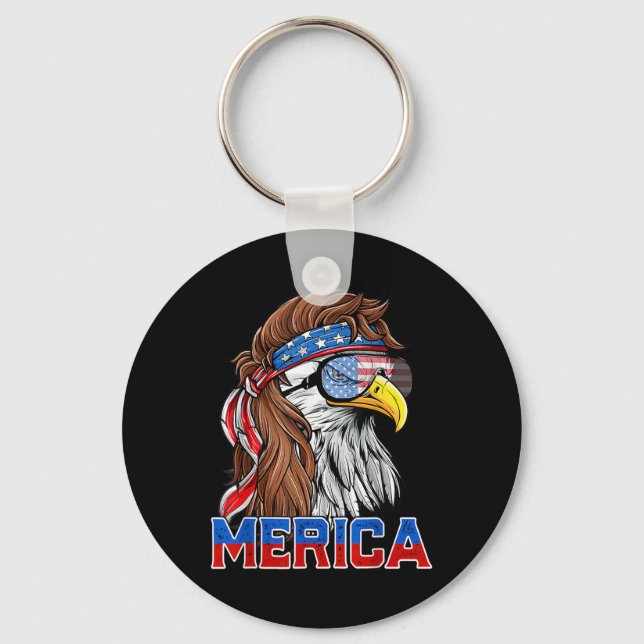 Porte-clés Bald Eagle Mullet Merica drapeau américain Patriot (Recto)