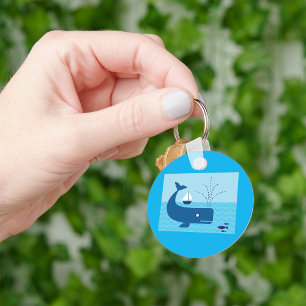 Porte-clés Baleine Bleue Et Bateau À Voile Bleu
