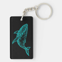 Porte-clés baleine géométrique futuriste
