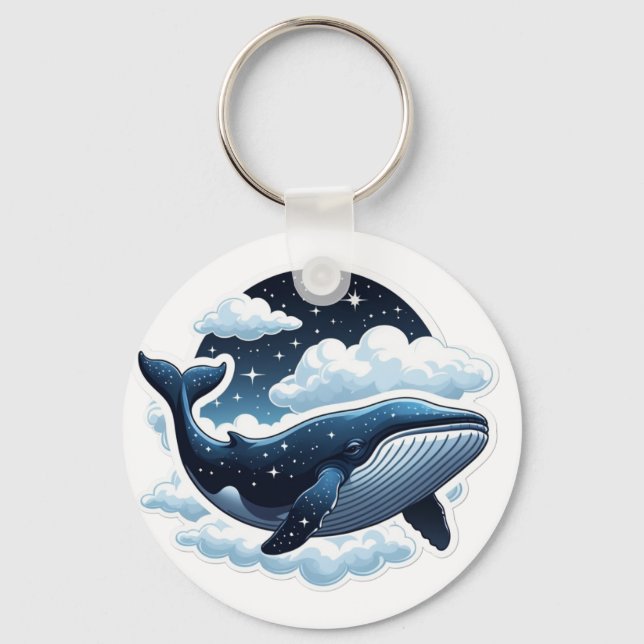 Porte-clés Baleine nuage flottant avec étoiles (Recto)