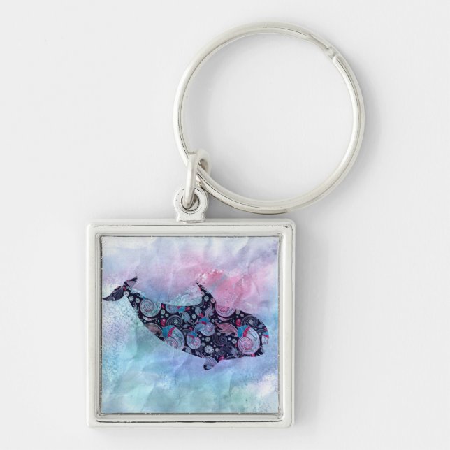 Porte-clés Baleine ornementale de silhouette (Devant)