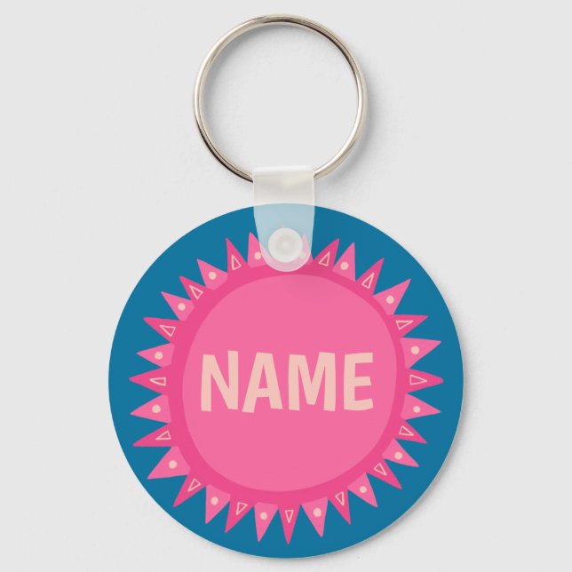 Porte-clés Balise PERSONNALISER IT Pink Blue Sunshine Name (Recto)