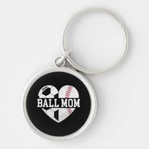 Porte-clés Ball Maman Chemise Coeur Funny Baseball Soccer Mam