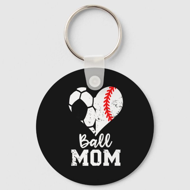 Porte-clés Ball Maman Coeur Funny Baseball Soccer Maman Costu (Recto)