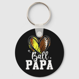 Porte-clés Ball Papa Softball Football Papa Des Deux