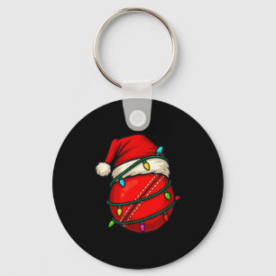Porte-clés Balle de cricket avec chapeau de Père Noël drôle d