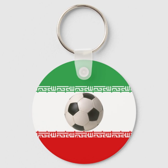 Porte-clés Balle de football au centre du drapeau iranien (Recto)