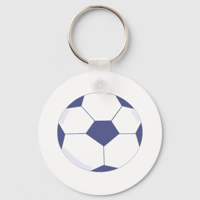 Porte-clés Balle de Football - Bleue et Blanche (Recto)