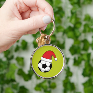 Porte-clés Balle de football de Noël avec Casquette du Père N