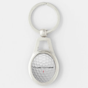 Porte-clés Balle de golf blanche texturée avec nom et numéro