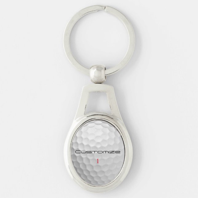 Porte-clés Balle de golf blanche texturée avec nom et numéro  (Devant)