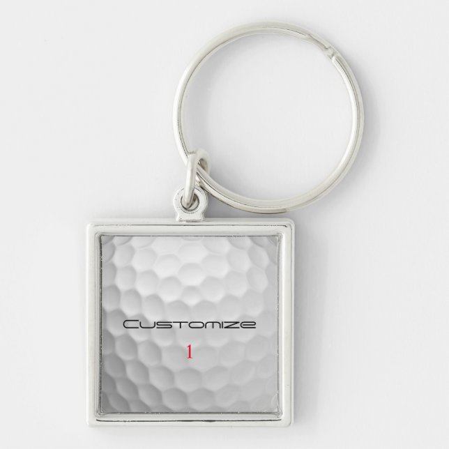 Porte-clés Balle de golf blanche texturée avec nom et numéro  (Devant)