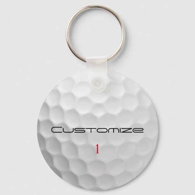 Porte-clés Balle de golf blanche texturée avec nom et numéro  (Recto)