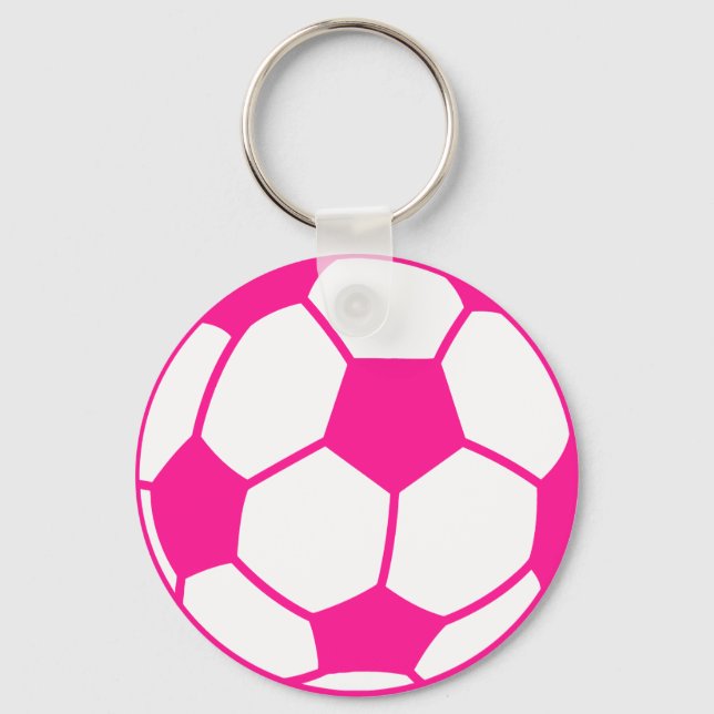 Porte-clés Balle de soccer rose chaud (Recto)