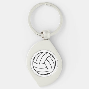 Porte-clés Balle de volley-ball noir et blanc sur fond blanc
