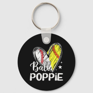Porte-clés Balle par balle cœur baseball softball