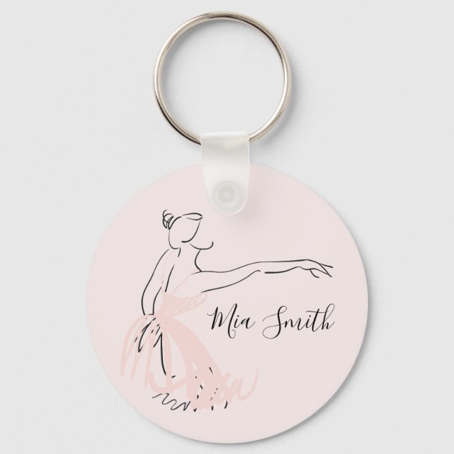 Porte-clés Ballerina ballet danseur nom personnalisé cadeau (Recto)