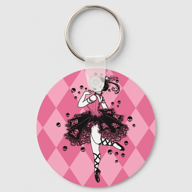 Porte-clés Ballerina gothique en rose (Recto)