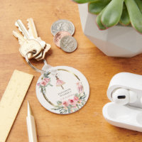 ballerina princess floral blush birthday keychain